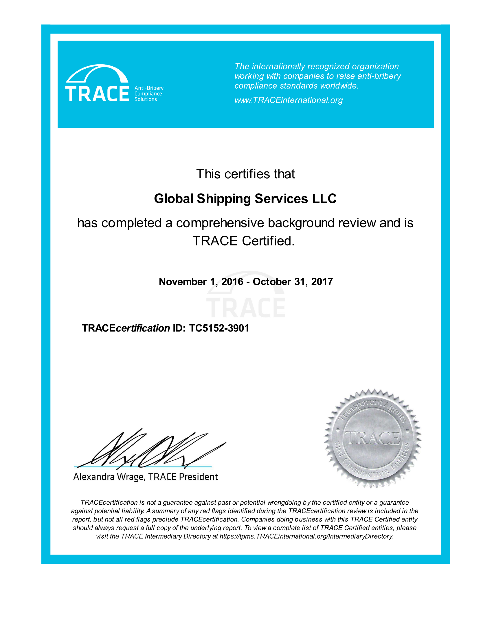 trace international certification