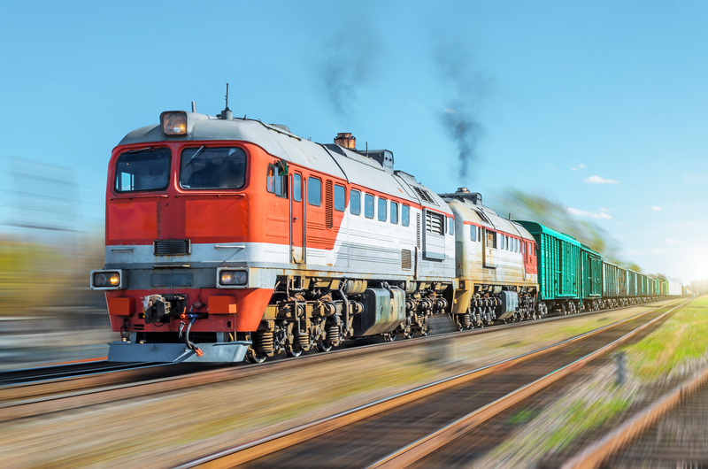 rail freight train with blurred motion