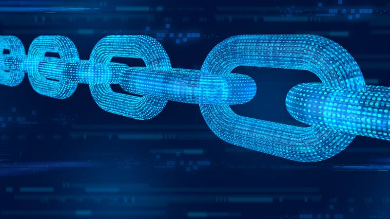 Digital chain representing blockchain.